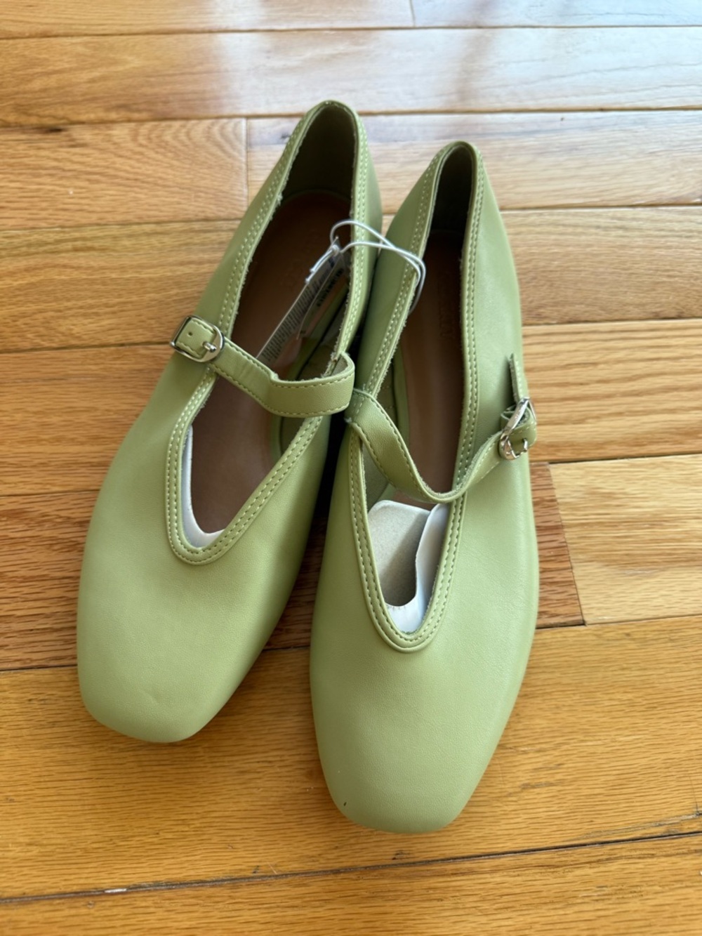 Women’s Sage Green Mary Jane Flats - Classic Strap Style NWT